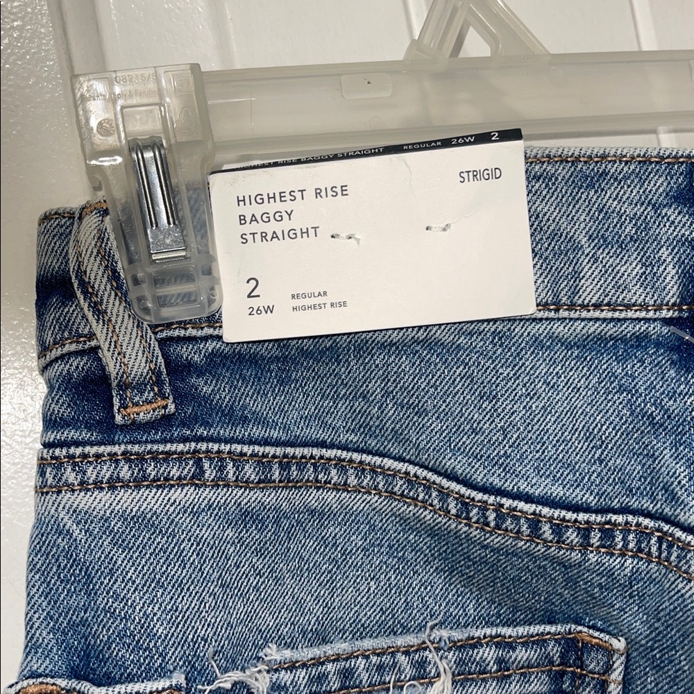 NWT STRIGID American Eagle highest rise baggy straight distressed denim jeans - Picture 7 of 14